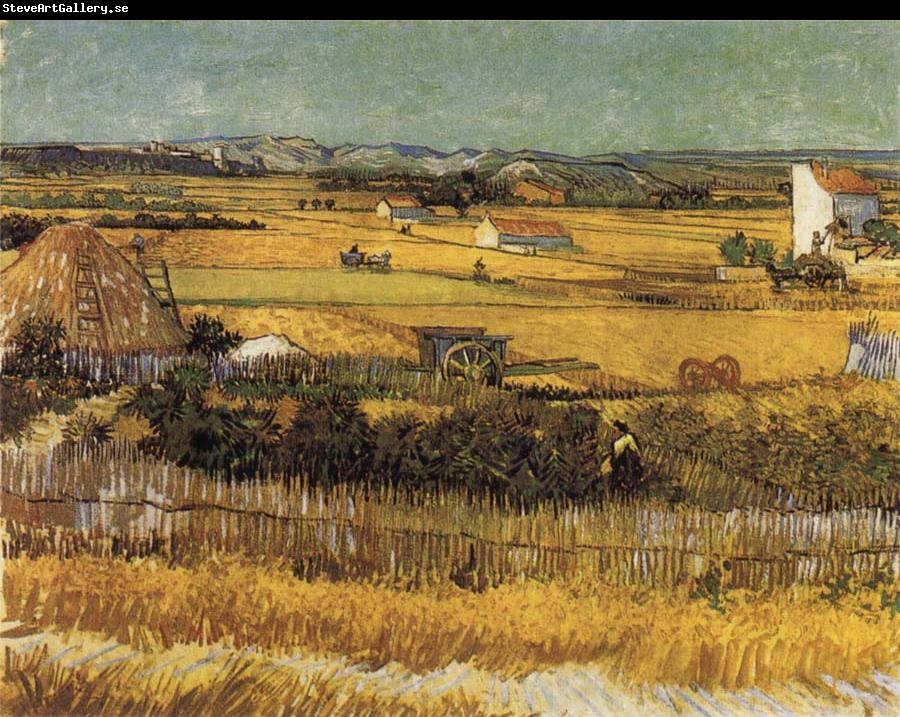 Vincent Van Gogh Harvest at La Crau,with Montmajour in the Background